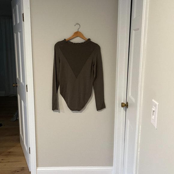 Free People Intimately Free Ruffle Long Sleeve Bodysuit NWT Moss Size Medium - Picture 6 of 8